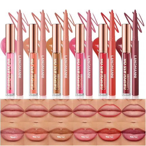 Miniatura 12 de BestLand Juego de 12 Labiales Líquidos Mate + Lápices Delineadores de Labios, Juego de Maquillaje de Labios de Un Solo Paso, Pigmento Aterciopelado