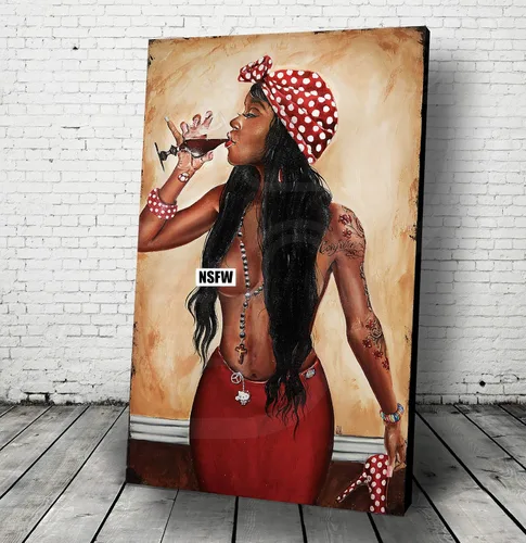 Miniatura 2 de JEREMY WORST " Sexy Urban and Music wall art " by Jeremy Worst Posters Canvases Decor Urban Culture Painting Woman Drinking Wine Whiskey Gifts