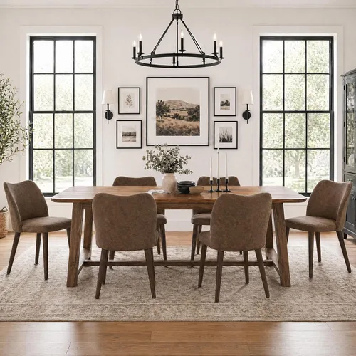 Miniatura 30 de MALOL Juego de 2 sillas de comedor, sillas laterales de cocina tapizadas de tela con patas de madera para uso en cocina y restaurante, color beige
