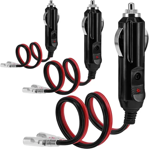 Miniatura 2 de Yeebline Paquete de 3 encendedor de cigarrillos de automóvil de repuesto de 12 V y 11.8 pulgadas, enchufe macho a bala hembra con plomo, accesorios