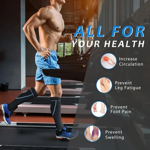 Miniatura 3 de Calcetines de compresión para mujeres y hombres, circulación hasta la rodilla, 8 pares para enfermeras, correr, viajes, atletismo