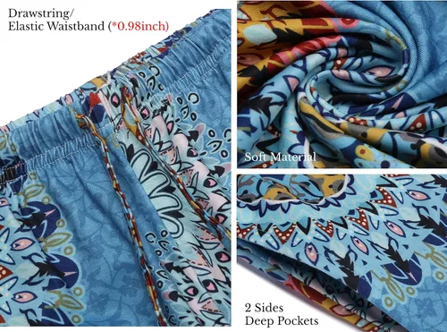 Miniatura 5 de Ekouaer - Pantalones cómodos de pijama, con bolsillos, a cuadros, elásticos y con cordón, para mujer