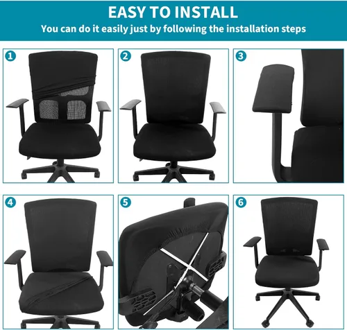 Miniatura 3 de Tatuo Funda para silla de computadora, funda de asiento de oficina con reposabrazos y respaldo, protector elástico elástico para silla giratorio