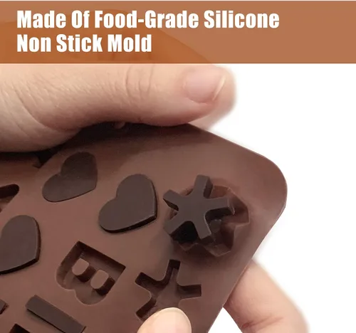 Miniatura 3 de Walfos Molde de silicona para letras y números de chocolate, molde antiadherente para chocolate, hecho de silicona de grado alimenticio, sin BPA