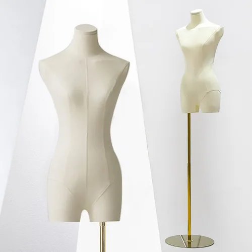 Maniquí femenino con forma de vestido, cuerpo de modelo de altura ajustable, torso con soporte de base cuadrada de metal, maniquí multiusos para