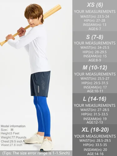 Miniatura 7 de DEVOROPA Leggings de compresión para niños y jóvenes, mallas deportivas con forro polar térmico