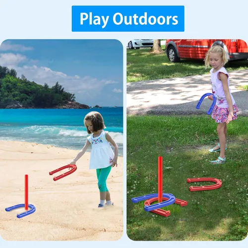 Miniatura 5 de NQV Juego exterior de herradura, kit de juego de zapatos de caballo, juego de herradura para niños y adultos.