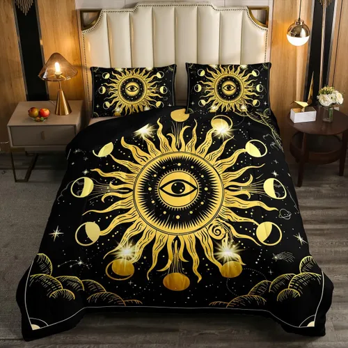 Miniatura 34 de Erosebridal Juego de ropa de cama de calavera de vaca bohemia tamaño individual para vaquero occidental, diseño de cactus y esqueletos negros, juego
