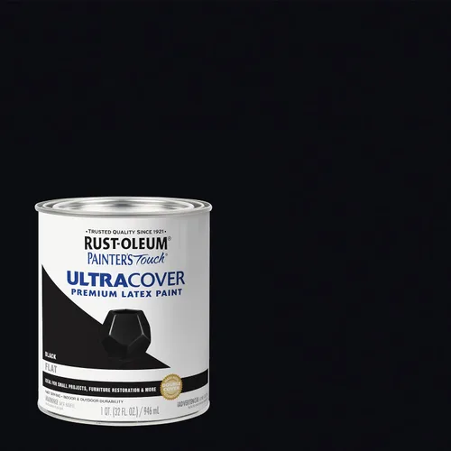 Miniatura 3 de Rust-Oleum 1976502 Painter's Touch - Pintura de látex, cuarto de galón, negro plano, 32 onzas líquidas, (paquete de 1)