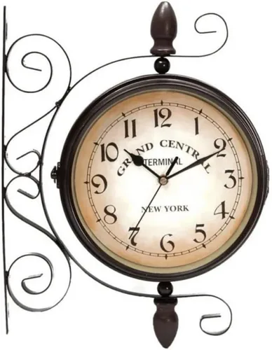 Reloj de pared vintage de doble cara, reloj de pared industrial para decoración al aire libre, decoración antigua, relojes de cocina silenciosos,