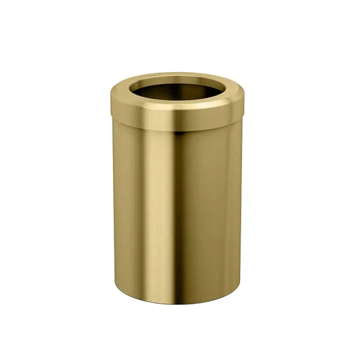 Gatco Cubo de basura pequeño con tapa, redondo de acero inoxidable de 3 galones, debajo del fregadero, latón cepillado, para baño, dormitorio,