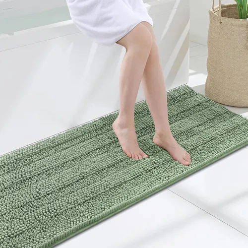 Miniatura 174 de Grandaily Alfombras de baño de felpilla a rayas de 24 x 16 pulgadas, extra gruesas y suaves, absorbentes, parte trasera de goma, alfombra de ducha