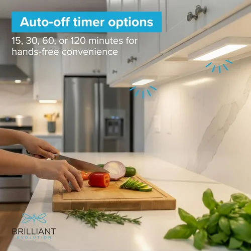 Miniatura 5 de Brilliant Evolution Paquete de 6 luces LED inalámbricas para debajo del gabinete, con 2 controles remotos, luces alimentadas por batería