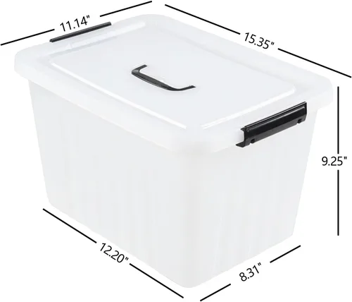 Miniatura 2 de Asking Caja de almacenamiento de plástico transparente de 18 L con asa, paquete de 4