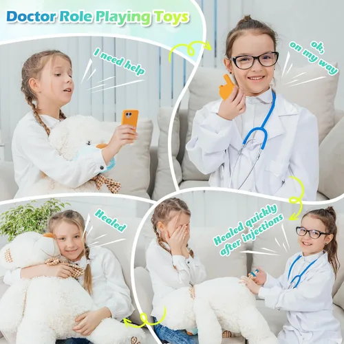 Miniatura 2 de Sundaymot Kit médico para niños, juego de simulación de 34 piezas para niños pequeños, kit de médico para niños pequeños de 3 a 5 años, con bolsa