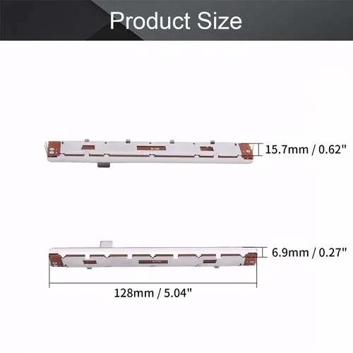 Miniatura 2 de Fielect 5 unids 10K Slide Potenciómetro de película de carbono Fader resistencias variables mezclador 5.039 in 3Pins 10K Ohm potenciómetros lineales