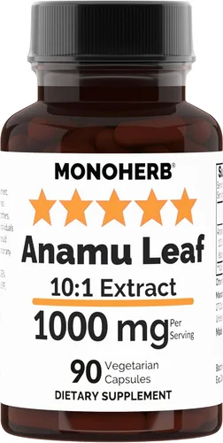 MONOHERB Extracto puro de hoja de anamu 10:1 - 1000 mg por porción - Tamaño de la porción: 2 cápsulas - 45 porciones por botella - Petiveria Allicea