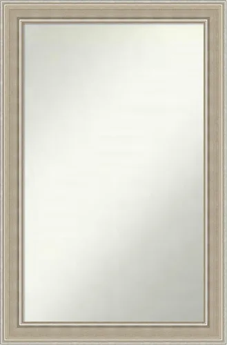 Miniatura 442 de Amanti Art Espejo de baño plateado para sobre fregadero, 23 x 23 pulgadas, espejo cuadrado plateado en ángulo, marco de madera moderno medio, se