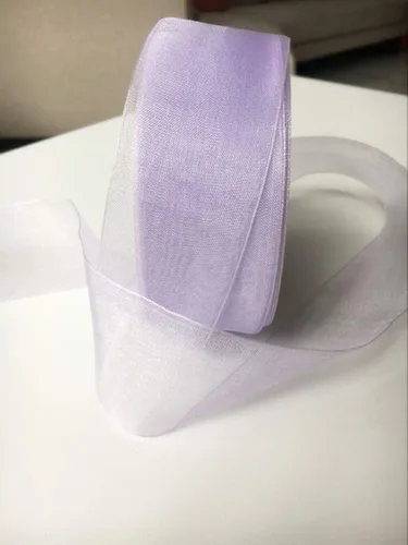 Miniatura 3 de Cinta transparente de organza lavanda de 1-1/2 pulgadas para decoración floral y artesanal, rollo de 50 yardas
