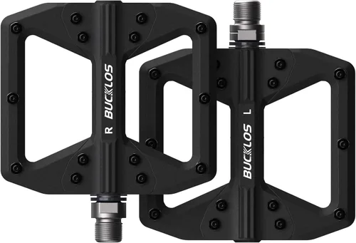 Miniatura 23 de BUCKLOS Pedales planos MTB para bicicleta de montaña, pedales de bicicleta de carretera CNC para adultos con 3 rodamientos, pedal de plataforma