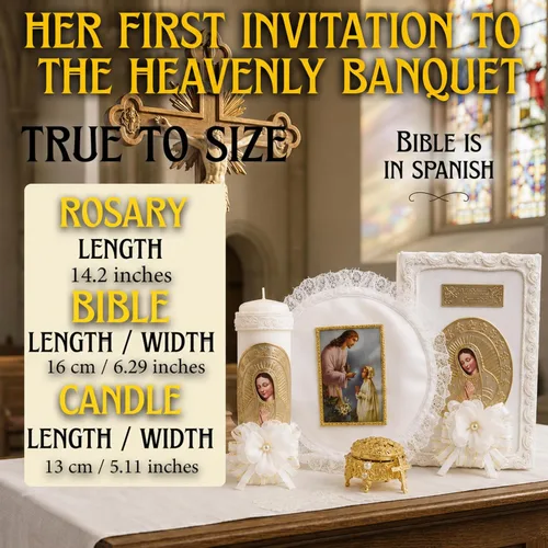 Miniatura 7 de Juego de velas y biblia de primera comunión en español - Biblia y Vela de Primera comunión para niña - Vela para Primera comunion niña - Juego