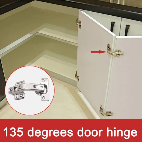 Miniatura 6 de 2 bisagras de puerta de gabinete de esquina de 135 grados, superposición completa oculta, para reemplazar accesorios en cocinas de esquina, plegado