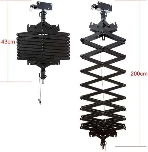 Miniatura 2 de DATOUBOSS Pantógrafo de caída de 2M para estudio de fotografía, sistema de riel de techo, kit de pantógrafo fotográfico con polea, accesorios