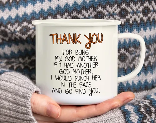 Miniatura 5 de Retreez Taza de café con texto en inglés Thank You For Being My Godmother de 16 onzas de acero inoxidable esmaltado para campamento, fogata