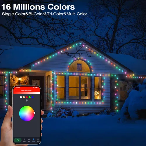 Miniatura 3 de Luces de Navidad Inteligentes C9 para Exteriores, 66 PIES 100 LED Control Remoto APP Luces de Cadena, Luces de Navidad DIY Persecución, Cambio
