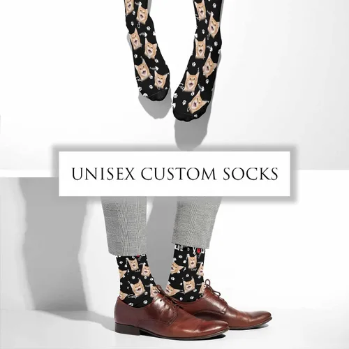 Miniatura 74 de Artsadd Calcetines personalizados para mujeres y hombres, amantes de los perros y gatos, regalos divertidos unisex personalizados