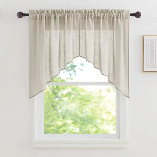 Miniatura 43 de RYB Home - Cortinas semitransparentes de lino Angora