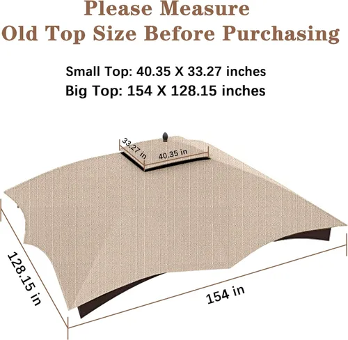 Miniatura 4 de SCOCANOPY - Toldo de repuesto color Beige Claro Ripstop para gazebo Lowe's Allen Roth 10 x 12 Modelo #GF-12S004B-1 / GF-12S004BTO Ripstop beige claro