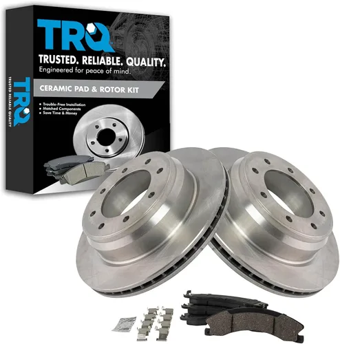Miniatura 142 de TRQ Kit de rotor de freno trasero y pastillas de cerámica Posi premium compatible con camioneta Chevy GMC