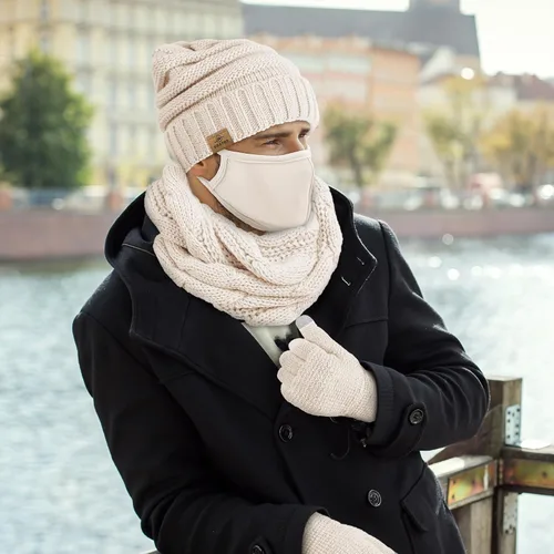 Miniatura 6 de URATOT Conjunto cálido de punto de invierno, bufanda infinita y gorro, guantes para pantalla táctil, regalos de invierno para hombres y mujeres