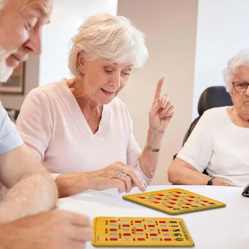 Miniatura 3 de MR CHIPS Tarjetas de bingo de lujo a prueba de atascos y transparentes con ventanas deslizantes, paquete de 100 unidades en estilo de madera 100