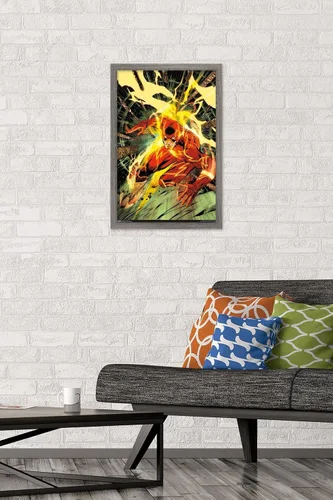 Miniatura 2 de Trends International DC Comics - Póster de pared de The Flash - Spears, 14.725 x 22.375 pulgadas, versión enmarcada de madera de granero