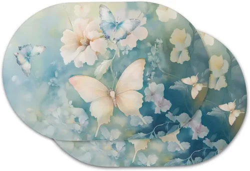 Miniatura 36 de Blue Flower Dining Table Mats Set of 2 Hummingbird Heat Resistant Placemats Washable and Wipeable Non Slip Place Mat, Waterproof Modern Dining Table