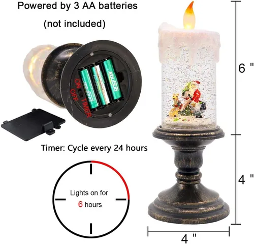 Miniatura 2 de Eldnacele Velas de Globo de Nieve de Halloween Lámpara Iluminada, Operada con Batería Vela Giratoria Espeluznante de Tornado de Agua Brillante Sin