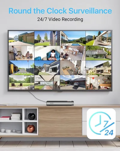 Miniatura 7 de ZOSI Sistema de cámaras de seguridad para el hogar 4K 16CH PoE con disco duro de 4TB, NVR CCTV H.265 de 8MP de 16 canales, 12 piezas de cámaras IP