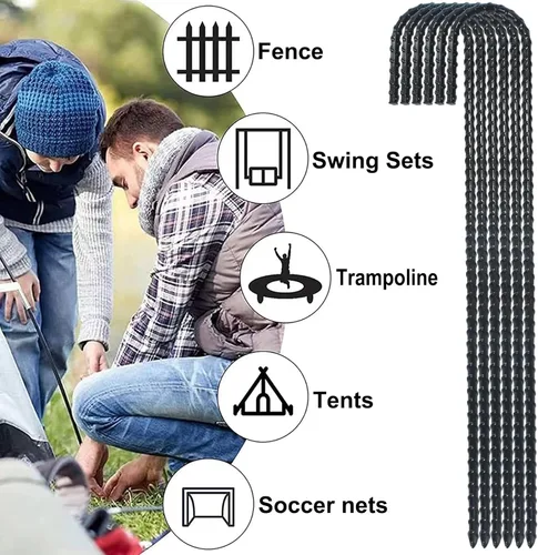 Miniatura 5 de Estacas para barras de refuerzo de tierra de 16 pulgadas, gancho en J extra resistente, a prueba de óxido, anclajes de tierra de acero con extremo