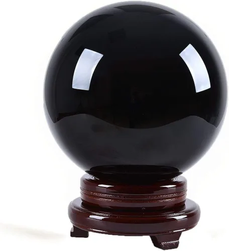 Miniatura 5 de LONGWIN 7.874 in (8 pulgadas) enorme bola de cristal de adivinación clara meditación esfera de vidrio libre soporte de madera decoración del hogar