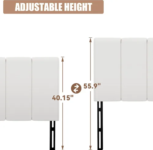 Miniatura 8 de Yongchuang - Cabecero blanco tamaño King, tapizado en piel sintética, cabeceros para cama King, cabecero de cama King con altura ajustable, paneles