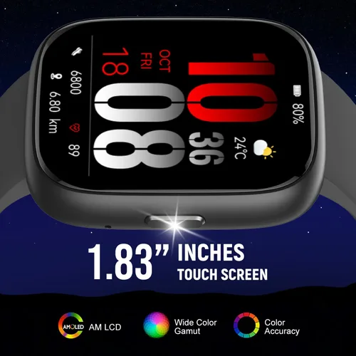 Miniatura 2 de Reloj inteligente con Alexa y llamadas Bluetooth, pantalla táctil HD de 1.83 pulgadas, reloj de fitness con monitor de frecuencia cardíaca/sueño, 30