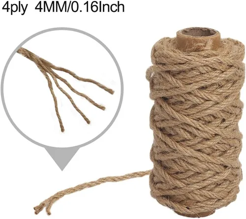 Miniatura 3 de Tenn Well Cuerda de yute natural fuerte, 0.157 in de grosor y 66 pies de largo, rollo de cuerda de yute para jardín, artes y manualidades
