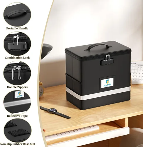 Miniatura 6 de Caja de archivos ignífuga con cerradura, organizador de almacenamiento de caja de documentos, adecuado para colgar carpetas de archivos