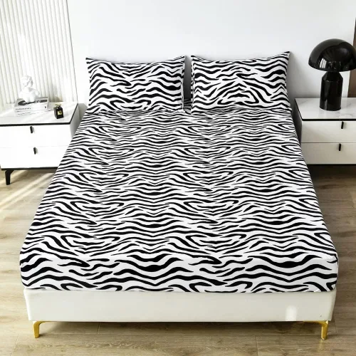 Miniatura 27 de Feelyou Juego de sábanas bajeras con estampado de mármol, tamaño Queen, elegante, de lujo, color negro, para niños, adolescentes, adultos