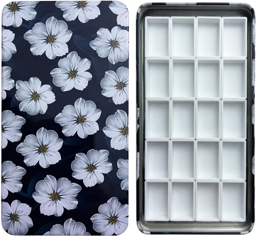 Miniatura 19 de Estuche de lata de paleta de acuarela con 40 piezas de sartenes vacías de plástico blanco con cuadrados magnéticos para transportar - Paleta
