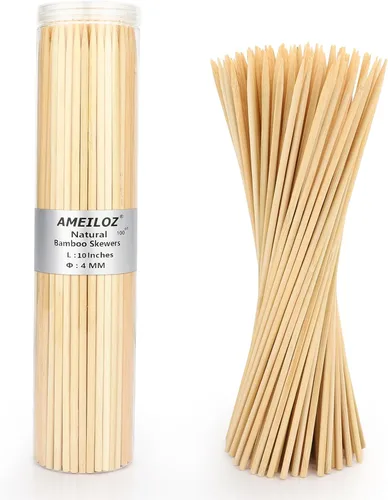 Miniatura 8 de Brochetas de madera de bambú de 6 pulgadas para barbacoa, kabob, aperitivo, fruta, salchicha, fuente de chocolate, palitos de brocheta de barbacoa