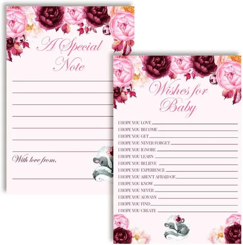 Miniatura 11 de Amanda Creation Tarjetas de deseos de bebé de vaca floral púrpura acuarela 20, 4 x 6 pulgadas, actividad divertida para baby showers, recuerdos