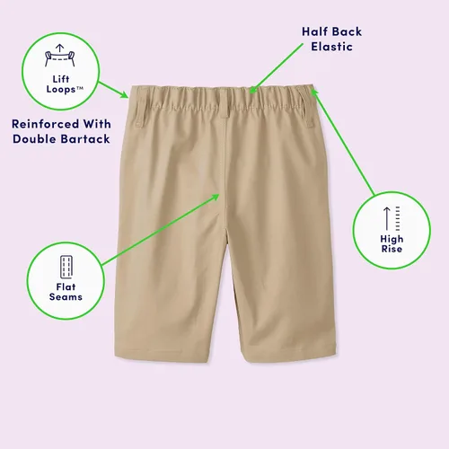 Miniatura 4 de French Toast Pantalones cortos adaptables con frente plano para niño con cierre de velcro y cintura elástica